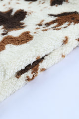 Zip Collar Cow Print Fleece Sweatshirt Sweatshirts & Hoodies JT's Designer Fashion
