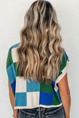 Dark Blue Check The Facts Color Block Sweater-Green Sweaters & Cardigans JT's Designer Fashion