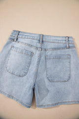 Beau Blue Light Wash High Rise Denim Shorts Denim Shorts JT's Designer Fashion