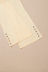 Beige Solid Color Tank Top and Smocked Waist Pants Set Pant Sets JT's Designer Fashion