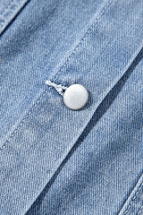 Beau Blue Ruffle Raw Hem Flap Pockets Denim Jacket Denim Jackets JT's Designer Fashion