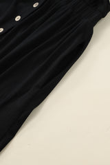 Black Button Up High Waist Long Sleeve Dress Midi Dresses JT's Designer Fashion