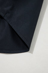 Black Button Up Tie Waist Puff Sleeve Mini Dress Mini Dresses JT's Designer Fashion