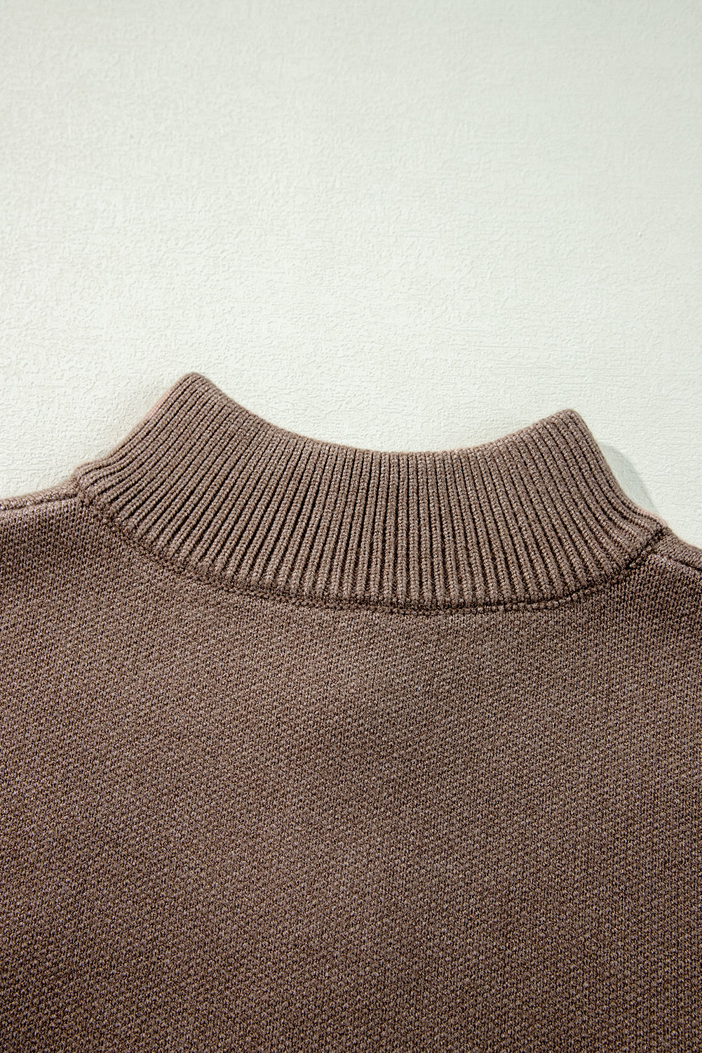 Parchment Contrast Flower Half Zipper Stand Neck Sweater Sweaters JT's Designer Fashion