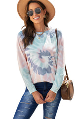 Multicolor Ombre Tie Dye Loose Leisure Sweatshirt Sweatshirts & Hoodies JT's Designer Fashion
