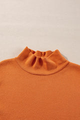 Straw Yellow Color Contrast Edge Mock Neck Slim Fit Sweater Sweaters JT's Designer Fashion
