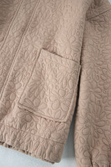 Light French Beige Floral Quilted Jacket Jackets JT's Designer Fashion