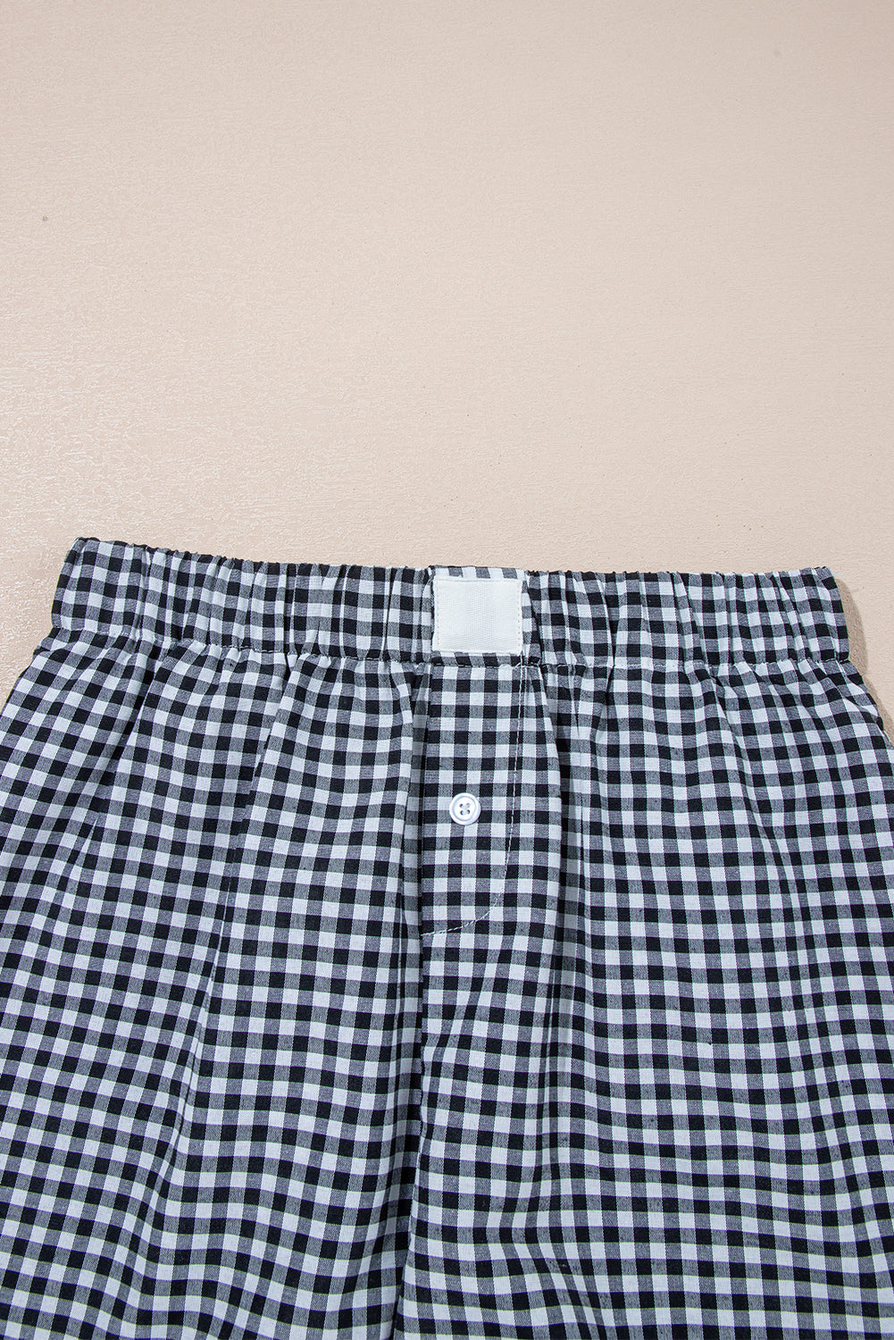 Black Gingham Printed High Waist Shorts Casual Shorts JT's Designer Fashion