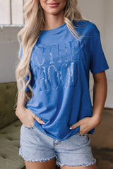 Sky Blue Vintage MOTHERHOOD Letter Graphic T Shirt Graphic Tees JT's Designer Fashion