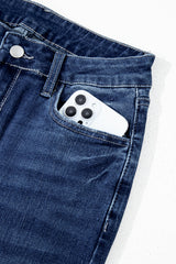 Sail Blue Mineral Wash Raw Hem High Waist Flared Jeans Jeans JT's Designer Fashion