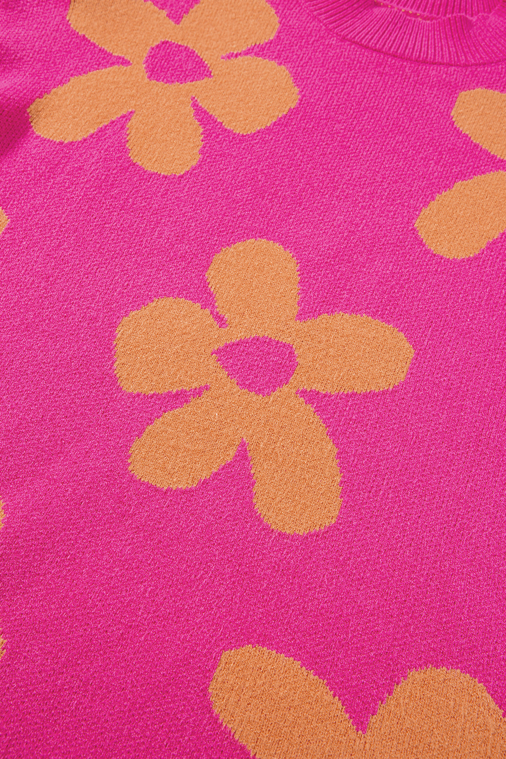 Rose Big Flower Pattern Mock Neck Long Sleeve Sweater Sweaters JT's Designer Fashion