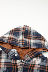 Plaid Pattern Sherpa Lined Hooded Shacket Plaid Shackets JT's Designer Fashion