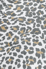 White Printed Solid Trim Leopard Print Top Long Sleeve Tops JT's Designer Fashion