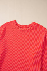 Casual Corded Knit Long Sleeve Top and High Waist Shorts Set Short Sets JT's Designer Fashion