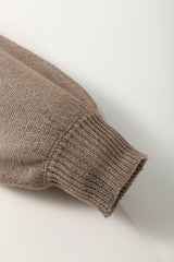 Camel Eyelet Pattern Detail V Neck Drop Shoulder Sweater Sweaters JT's Designer Fashion