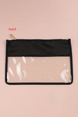 Black TEACH Glitter Chenille Clear PVC Makeup Bag Makeup Bags JT's Designer Fashion