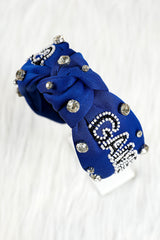 Dark Blue GAME DAY Rugby Football Season Diamond Knotted Headband Headwear JT's Designer Fashion