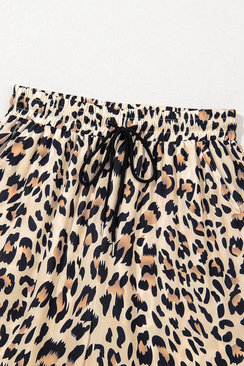 Parchment Leopard Drawstring Flowy Wide Leg Pants Pants & Culotte JT's Designer Fashion