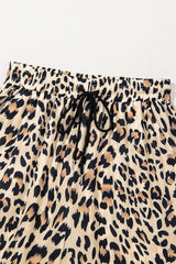 Parchment Leopard Drawstring Flowy Wide Leg Pants Pants & Culotte JT's Designer Fashion