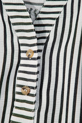 Black Stripe Short Sleeve Buttoned V Neck Pocketed Plus Size Mini Dress Plus Size Mini Dresses JT's Designer Fashion