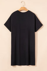 Black Nashville Guitar Print Crew Neck T Shirt Mini Dress T Shirt Dresses JT's Designer Fashion