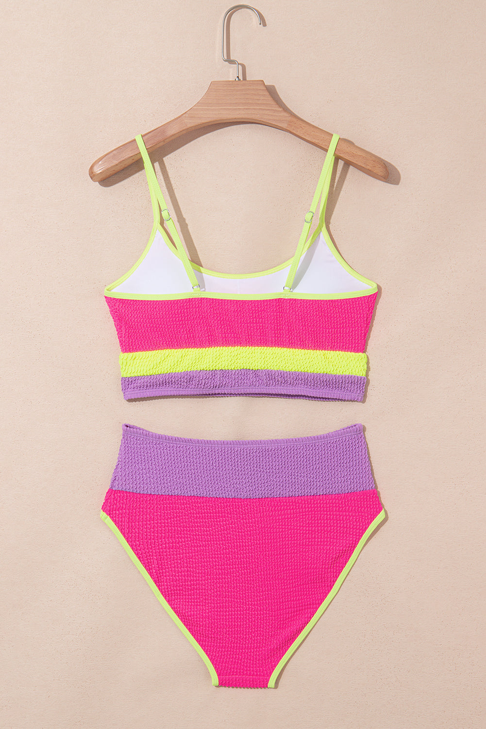 Rose Red Color Block High Waisted Sexy Bikini Set High Waisted Swimsuit JT's Designer Fashion