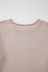 Simply Taupe Colorblock Exposed Seam Round Neck Sweater Sweaters JT's Designer Fashion