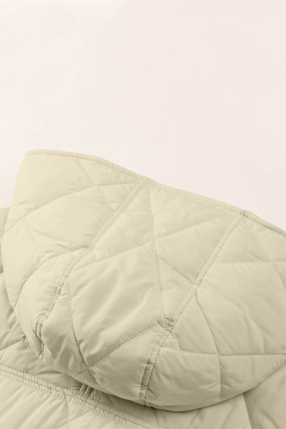 Beige Quilted Snap Button Hooded Coat Coats JT's Designer Fashion