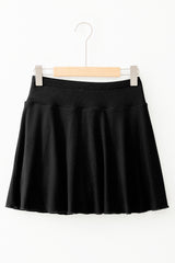 Black A-line Draped High Waist Phone Pocket Lined Skort Casual Shorts JT's Designer Fashion