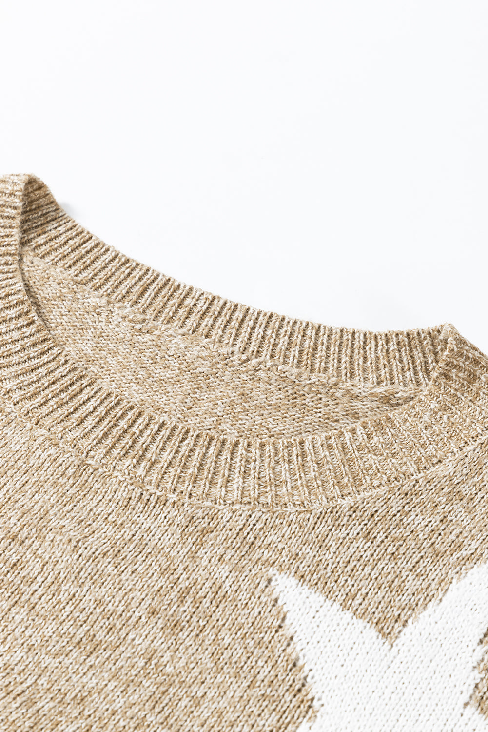 Khaki Star Pattern Drop Shoulder Plus Size Sweater Plus Size Sweaters & Cardigans JT's Designer Fashion