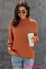 Orange Oversized Chunky Batwing Long Sleeve Turtleneck Sweater Sweaters & Cardigans JT's Designer Fashion