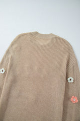 Parchment Hello Floral Embroidered Knit Loose Sweater Sweaters JT's Designer Fashion