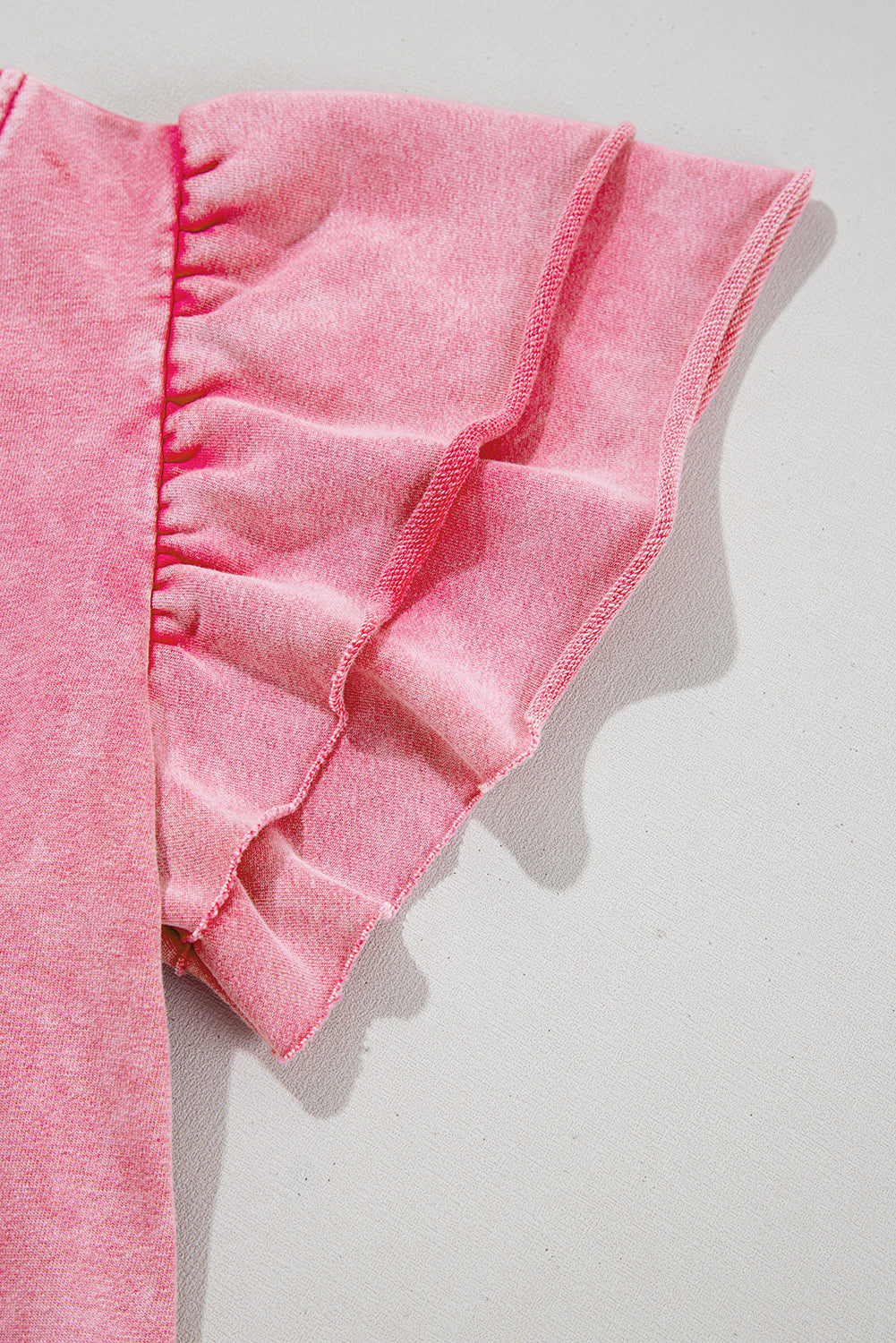 Sachet Pink Mineral Wash Raw Edge Ruffle Mini Dress Mini Dresses JT's Designer Fashion