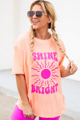 Pink SHINE BRIGHT Graphic Casual Tee Graphic Tees JT's Designer Fashion