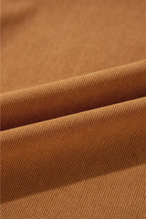 Desert Gold Corduroy Pleated Puff Sleeve Shift Short Dress Mini Dresses JT's Designer Fashion