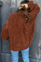 Coffee Textured Corduroy Puff Sleeve Shacket Jackets JT's Designer Fashion