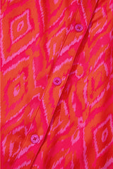 Strawberry Pink Western Aztec Geometric Ruffled 3/4 Sleeve Shirt Blouses & Shirts JT's Designer Fashion