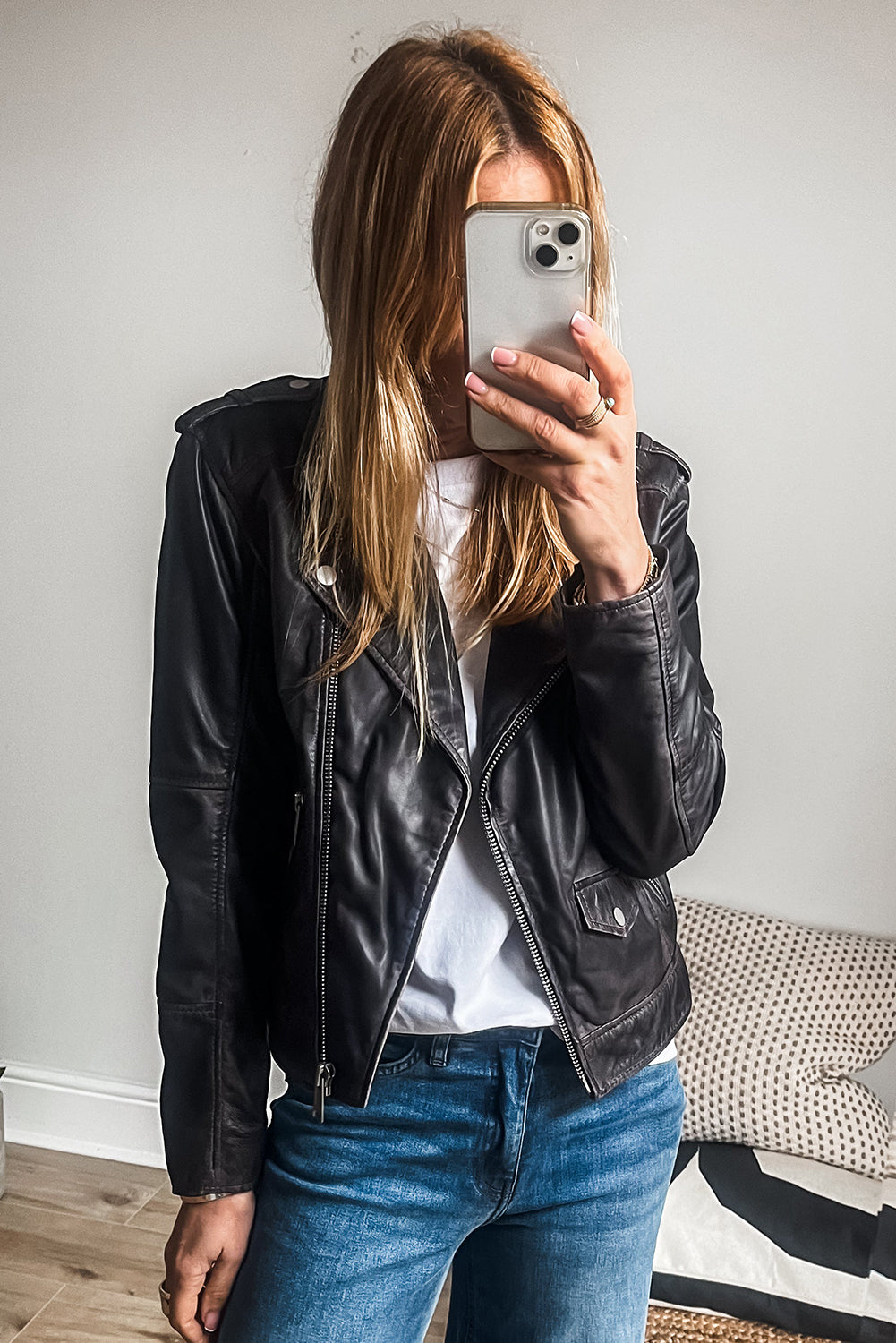 Black PU Leather Lapel Collar Zipper Jacket Jackets JT's Designer Fashion