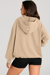 Parchment Solid Kangaroo Pocket Half Zipper Oversized Hoodie Sweatshirts & Hoodies JT's Designer Fashion