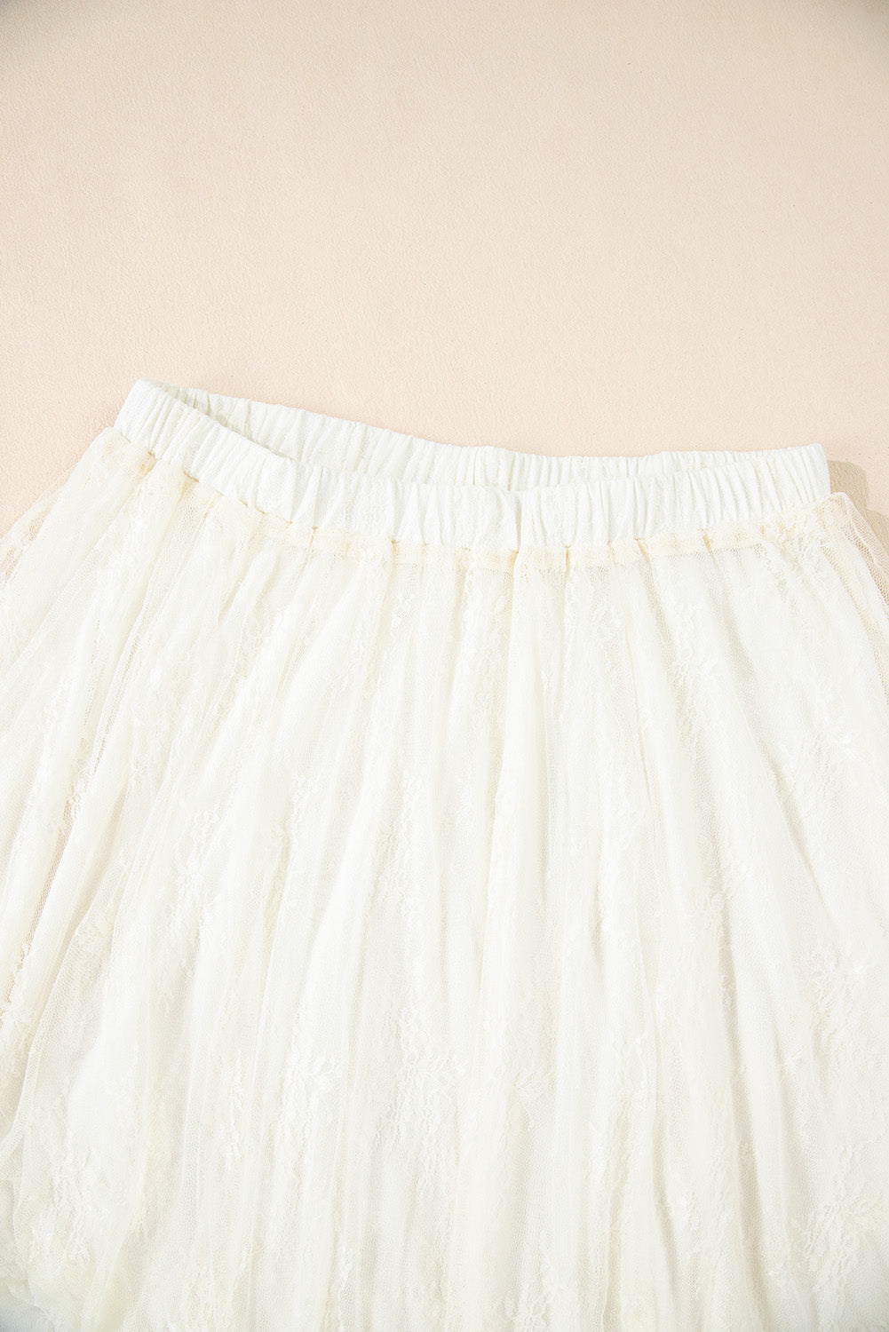 Beige Lace Cascading Tiered High Waist Maxi Skirt Skirts & Petticoat JT's Designer Fashion