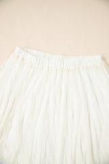 Beige Lace Cascading Tiered High Waist Maxi Skirt Skirts & Petticoat JT's Designer Fashion