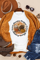 White Pumpkin Rugby Graphic Print Short Sleeve Top Graphic Tees JT's Designer Fashion