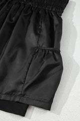 Black Elastic High Waist Pocketed Casual Shorts Casual Shorts JT's Designer Fashion