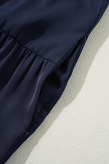 Navy Blue Collared V Neck Flutter Sleeve Tiered Plus Size Dress Plus Size Mini Dresses JT's Designer Fashion