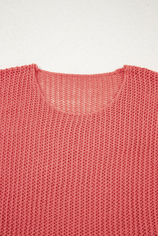 Coral Crochet Hollow-out Jumper Top Sweater Sweaters JT's Designer Fashion
