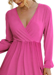 Surplice Long Sleeve Mini Dress Mini Dresses JT's Designer Fashion