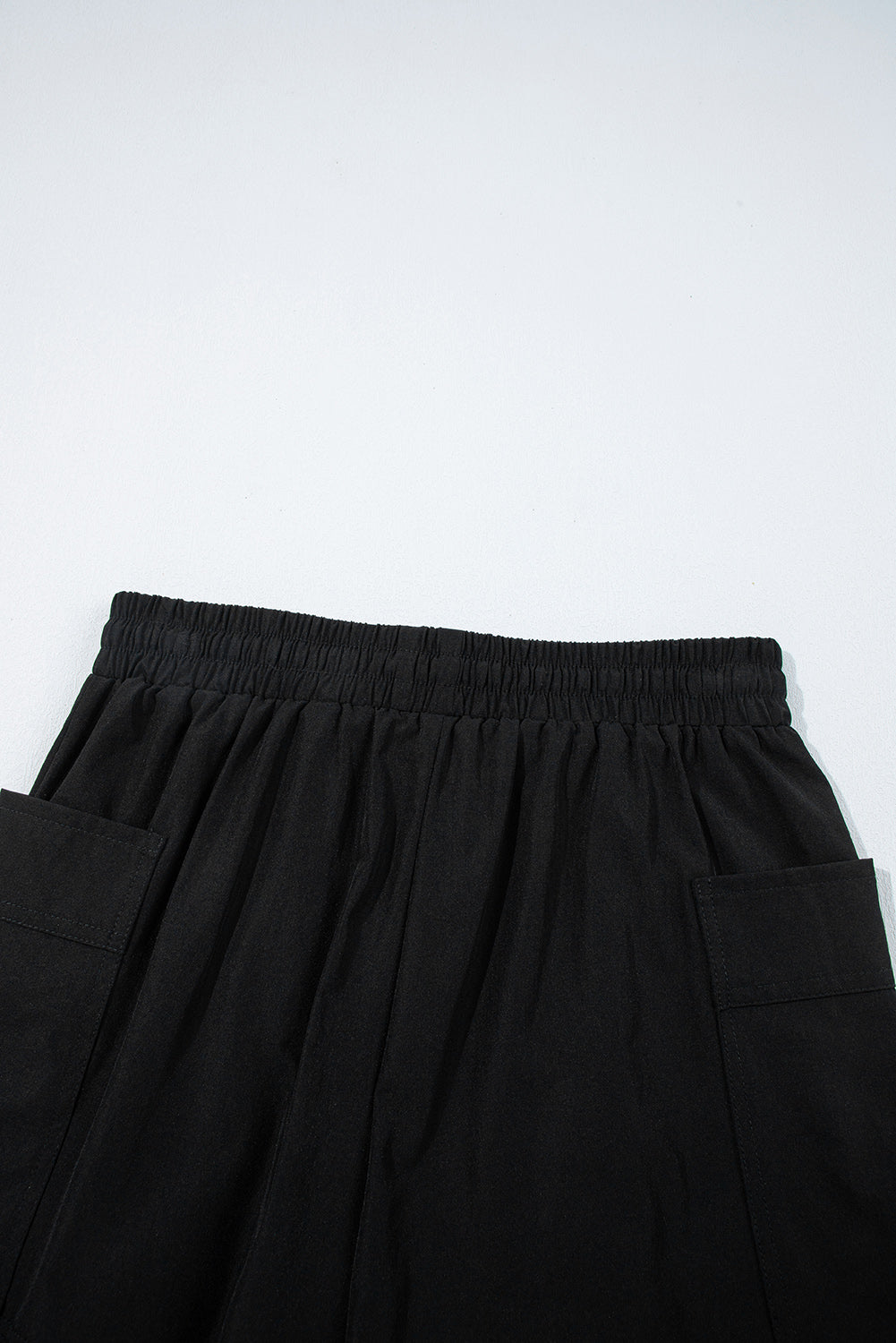 Black Cargo Pocket Elastic Waist Active Casual Skort Casual Shorts JT's Designer Fashion