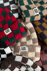 Black Two Tone Checkered Folded Eaveless Beanie Cap Hats & Caps JT's Designer Fashion