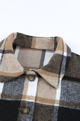 Plaid Print Buttoned Shirt Jacket Plaid Shackets JT's Designer Fashion