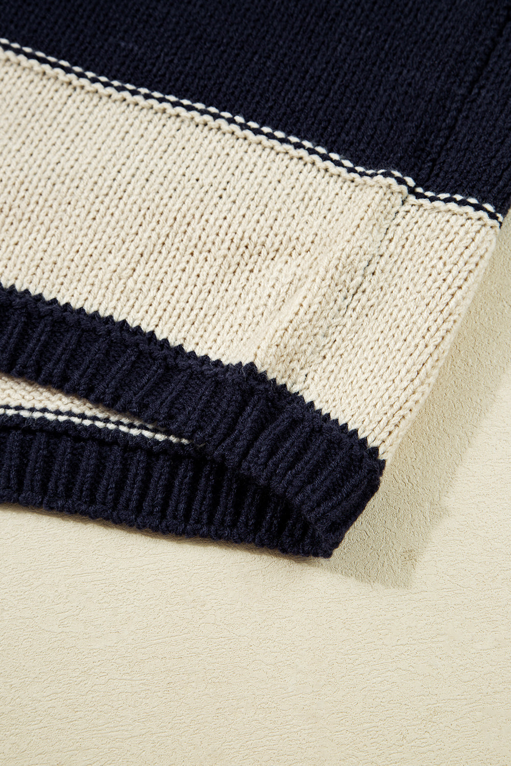 Blue Stripe Color Block PLus Size Drop Shoulder Sweater Plus Size Sweaters & Cardigans JT's Designer Fashion